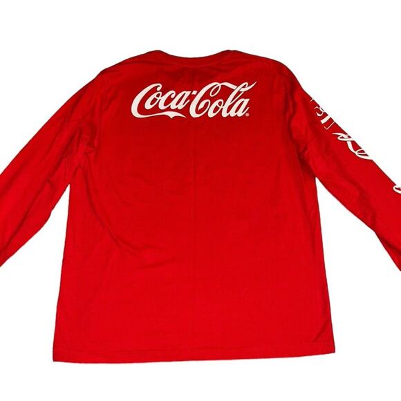 Coca-Cola Coke Long Sleeve T-Shirt Classic Spell Out Logo Red Size‎ L - Picture 7 of 10
